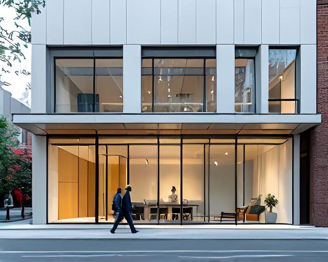 Fachada de edificio en San Francisco con carpintería de aluminio y líneas limpias